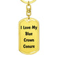 Love My Blue Crown Conure - Luxury Dog Tag Keychain