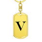 Initial V v1a - Luxury Dog Tag Keychain