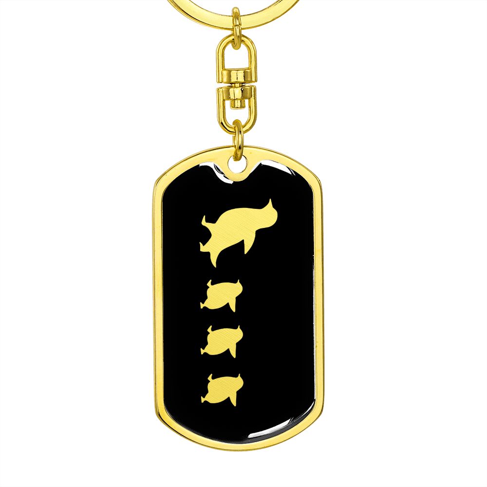 Mama Penguin With 3 Chicks v2 - Luxury Dog Tag Keychain