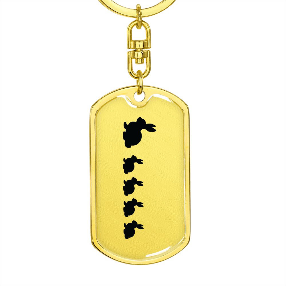 Mama Rabbit With 4 Kittens - Luxury Dog Tag Keychain