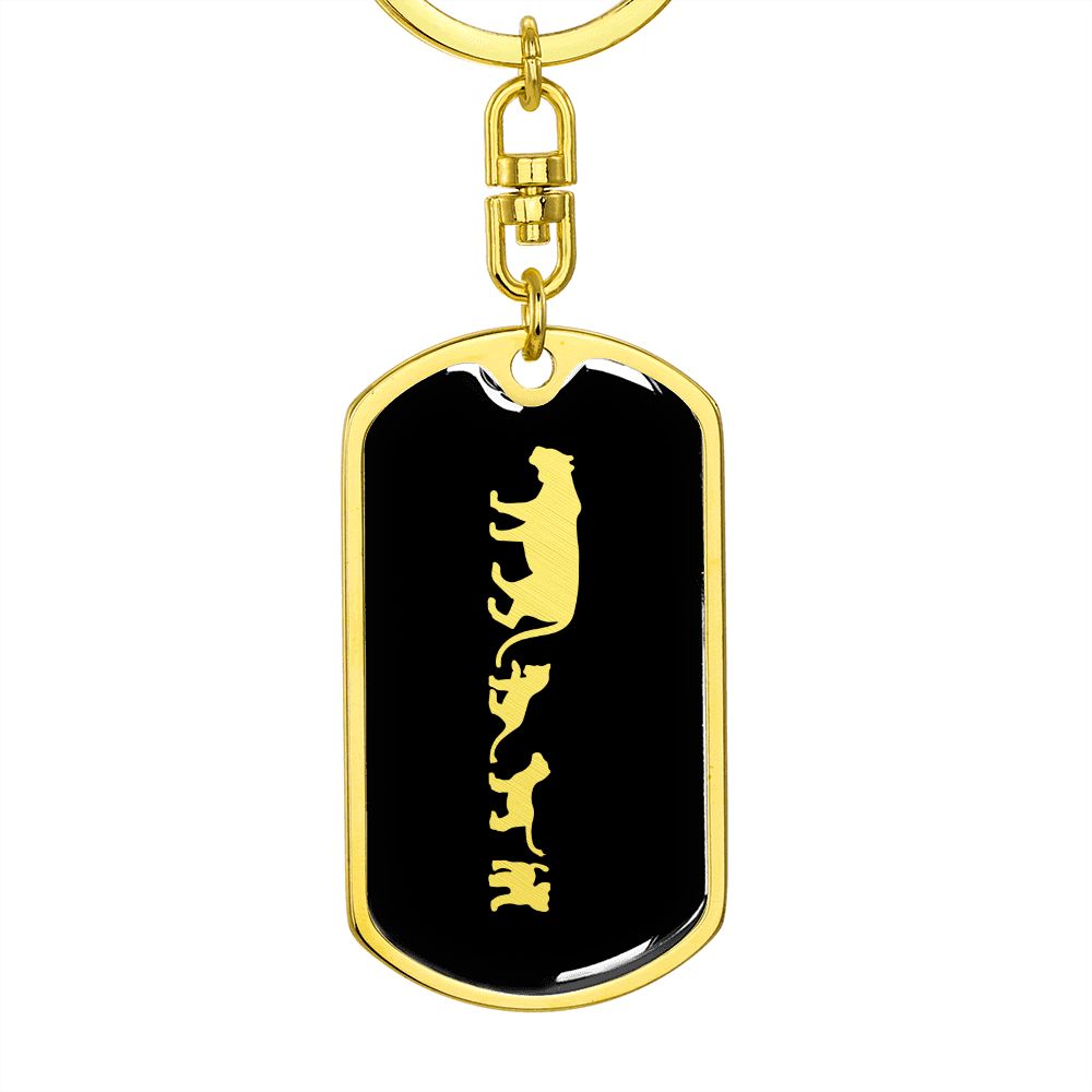 Mama Lioness With 3 Cubs v2 - Luxury Dog Tag Keychain
