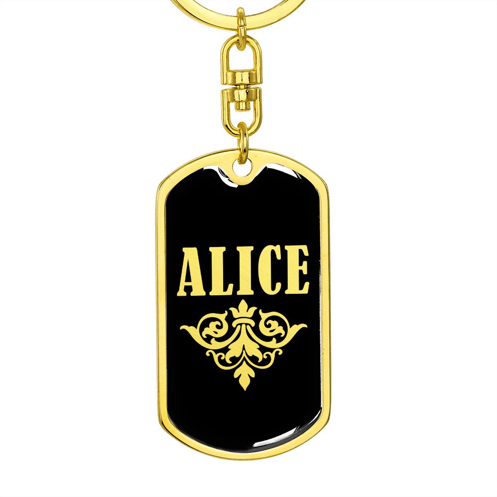 Alice v02a - Luxury Dog Tag Keychain