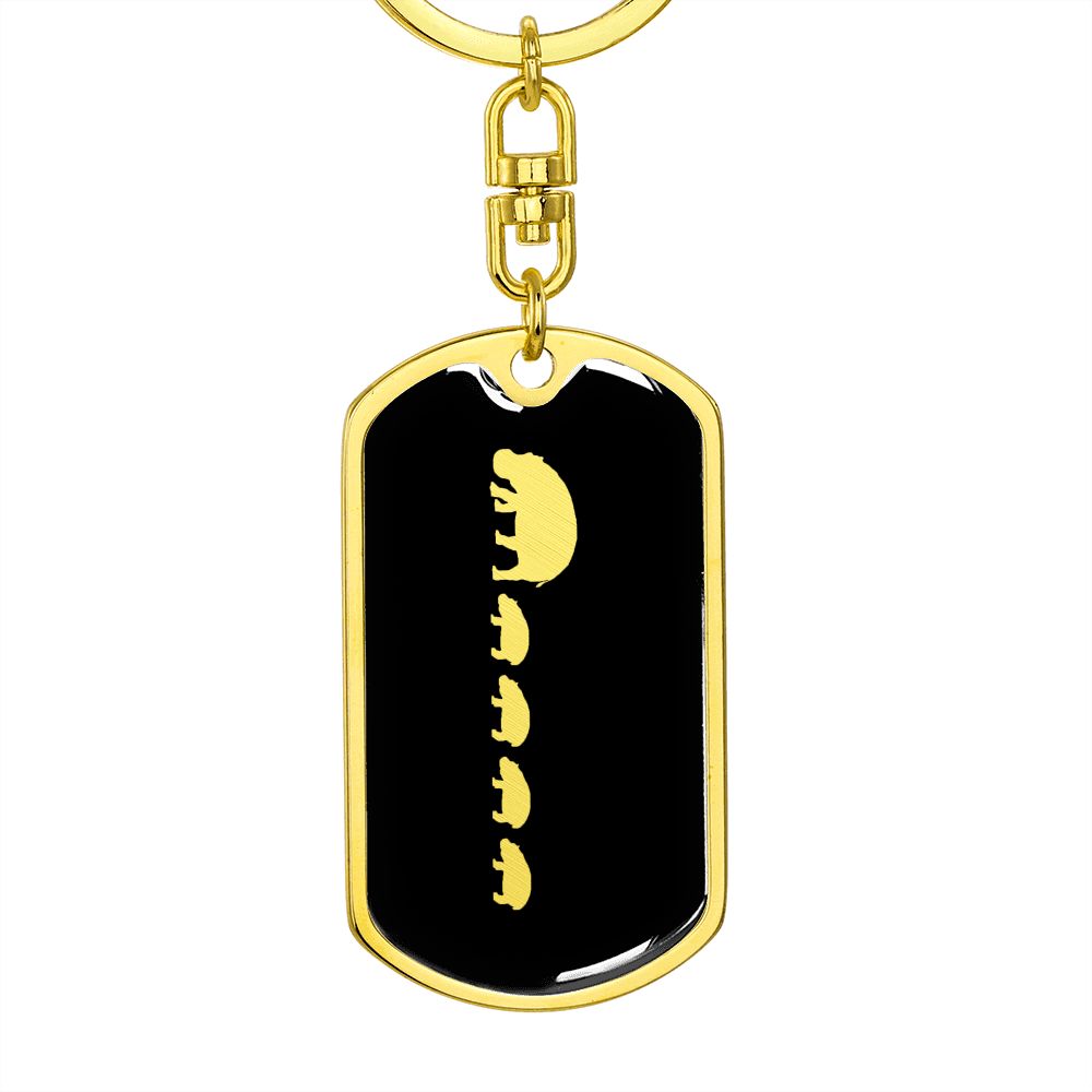 Mama Hippo With 4 Calves v2 - Luxury Dog Tag Keychain