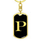 Initial P v2a - Luxury Dog Tag Keychain