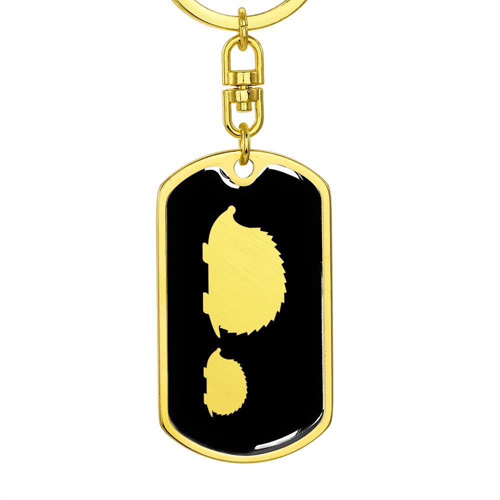 Mama Hedgehog With 1 Hoglet v2 - Luxury Dog Tag Keychain