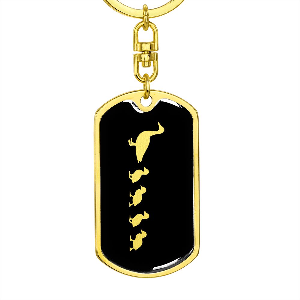Mama Duck With 4 Ducklings v2 - Luxury Dog Tag Keychain