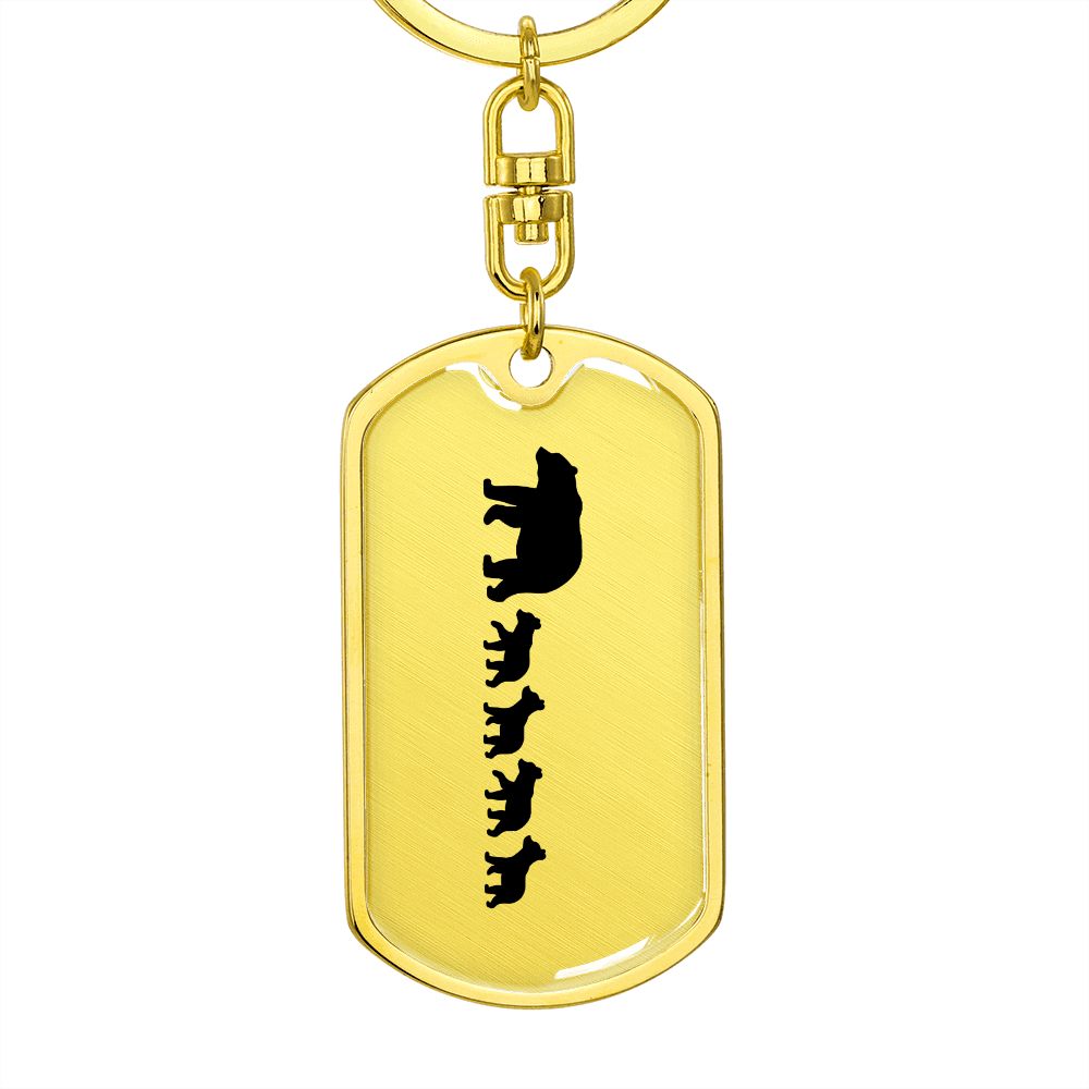 Mama Bear With 4 Cubs - Luxury Dog Tag Keychain