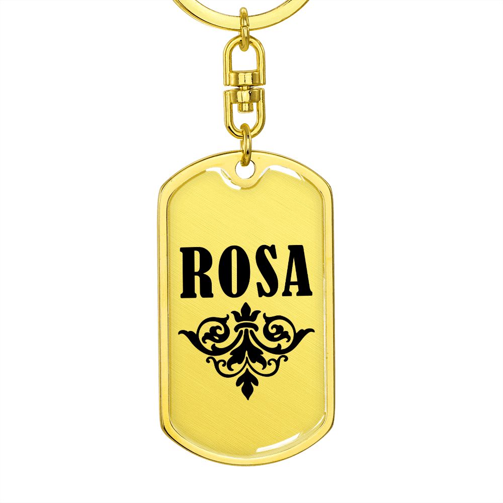Rosa v01a - Luxury Dog Tag Keychain
