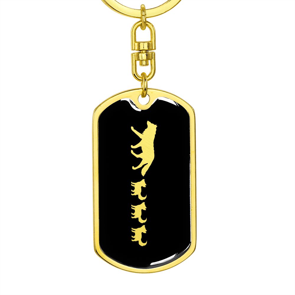 Mama Wolf With 3 Pups v2 - Luxury Dog Tag Keychain