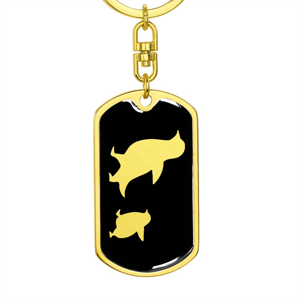 Mama Penguin With 1 Chick v2 - Luxury Dog Tag Keychain