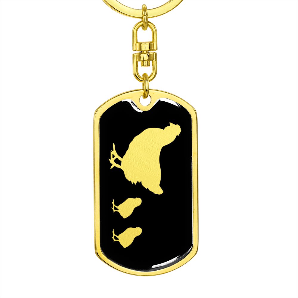 Mama Chicken With 2 Chicks v2 - Luxury Dog Tag Keychain