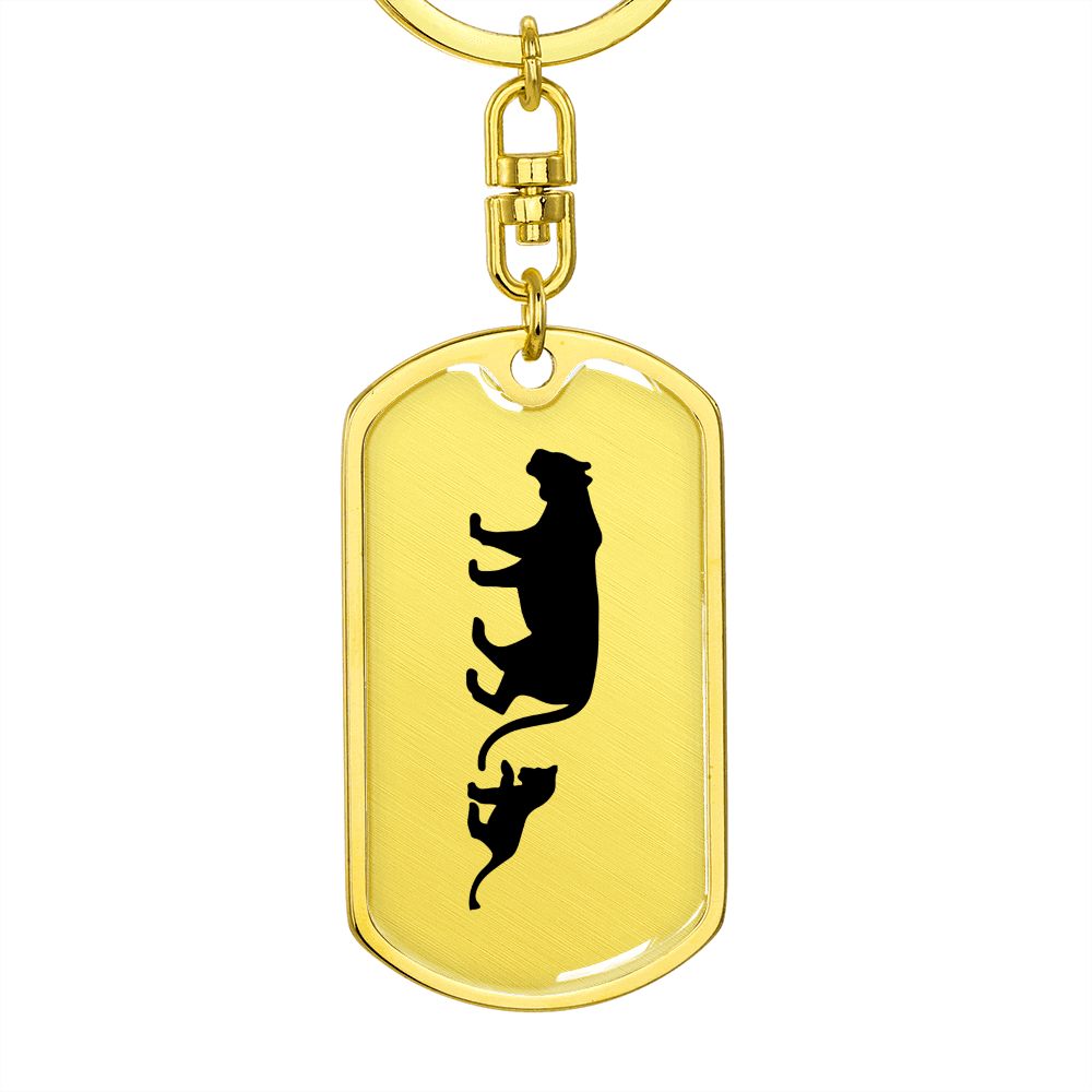 Mama Lioness With 1 Cub - Luxury Dog Tag Keychain