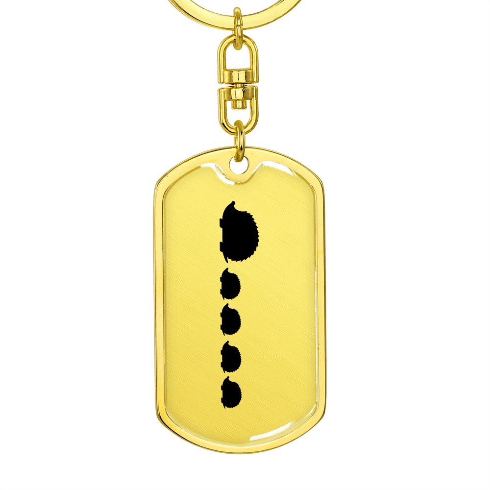 Mama Hedgehog With 4 Hoglets - Luxury Dog Tag Keychain