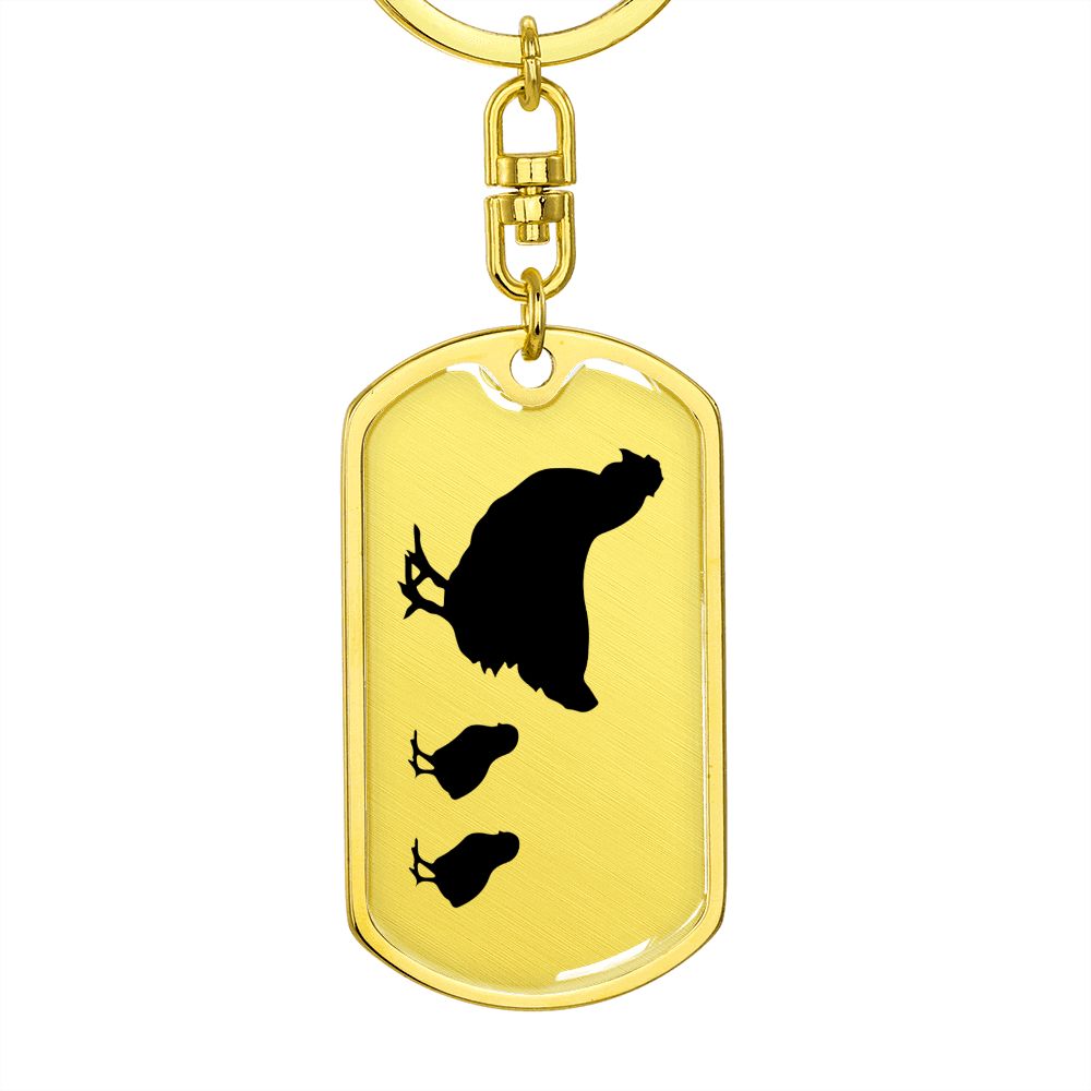 Mama Chicken With 2 Chicks - Luxury Dog Tag Keychain