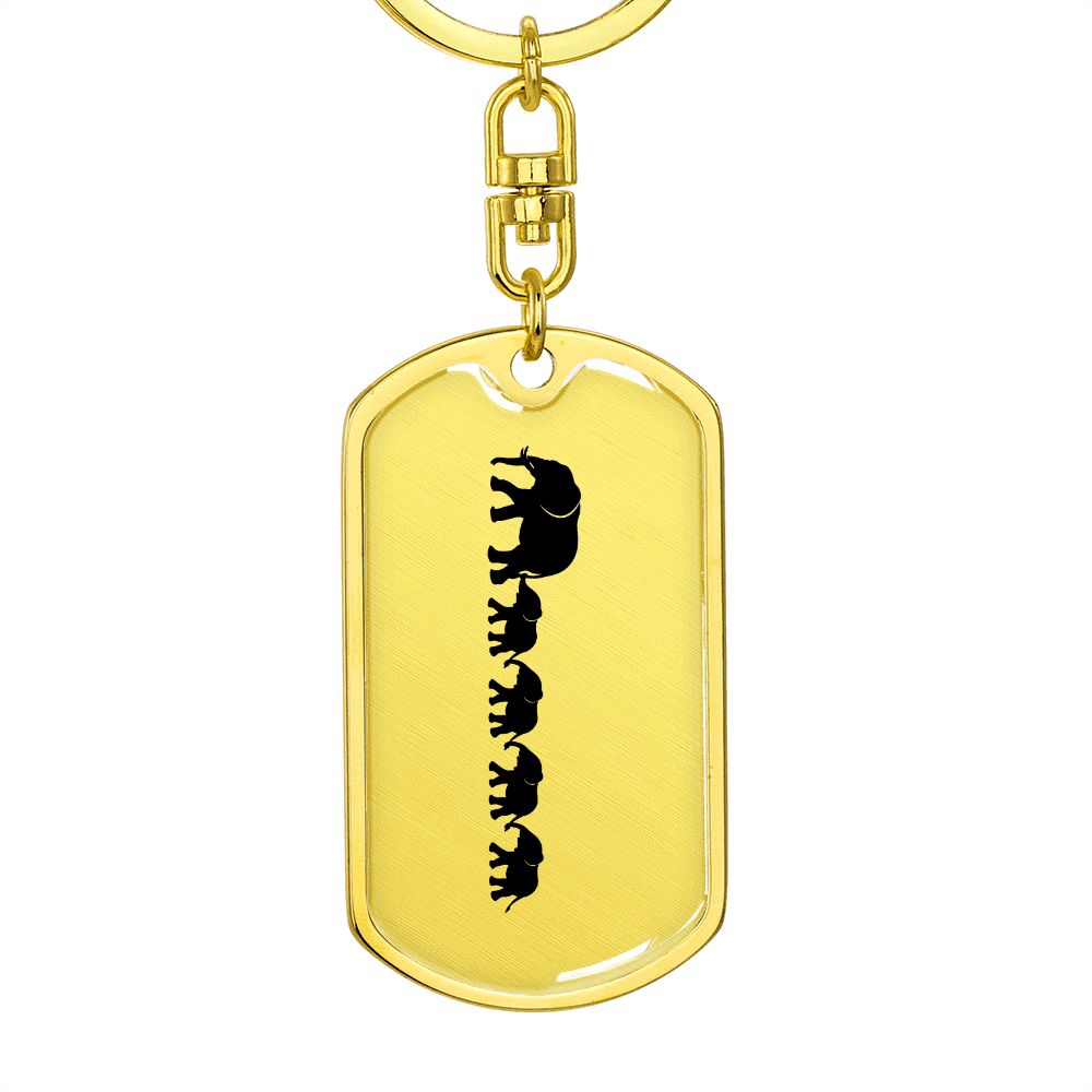 Mama Elephant With 4 Calves - Luxury Dog Tag Keychain