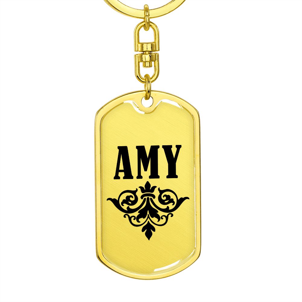 Amy v01a - Luxury Dog Tag Keychain