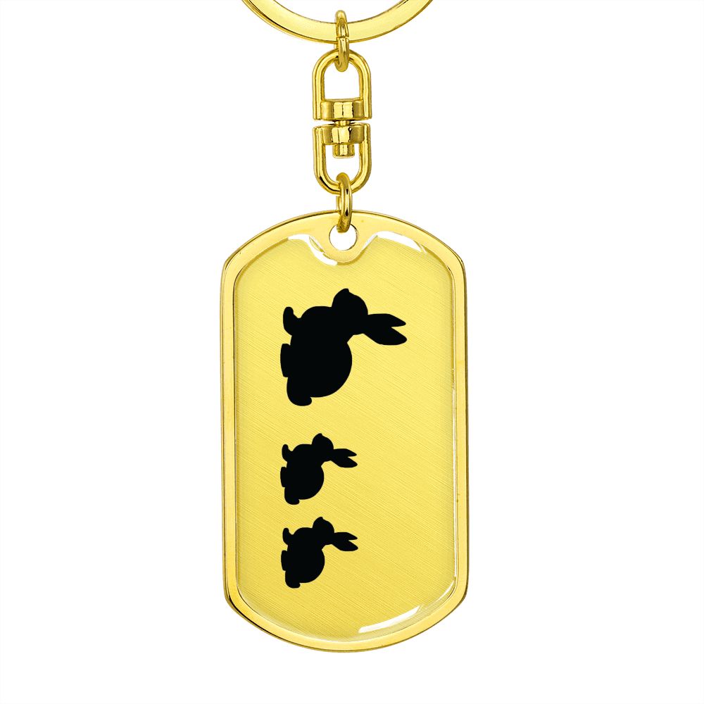 Mama Rabbit With 2 Kittens - Luxury Dog Tag Keychain