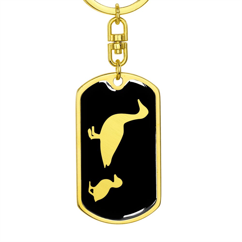 Mama Duck With 1 Duckling v2 - Luxury Dog Tag Keychain