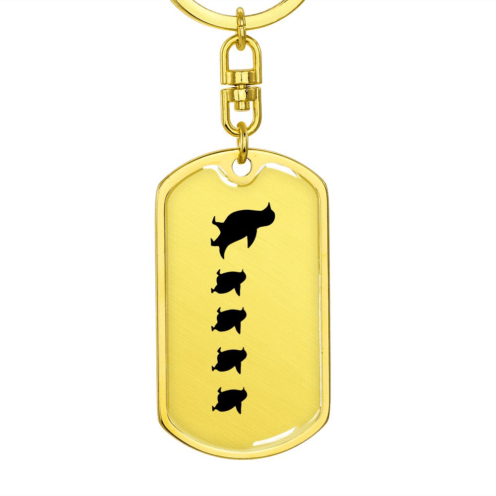 Mama Penguin With 4 Chicks - Luxury Dog Tag Keychain