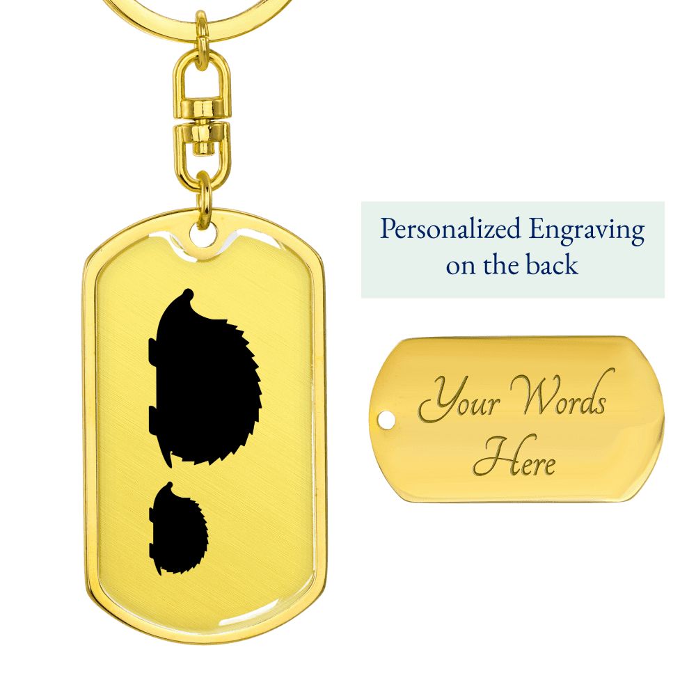 Mama Hedgehog With 1 Hoglet - Luxury Dog Tag Keychain