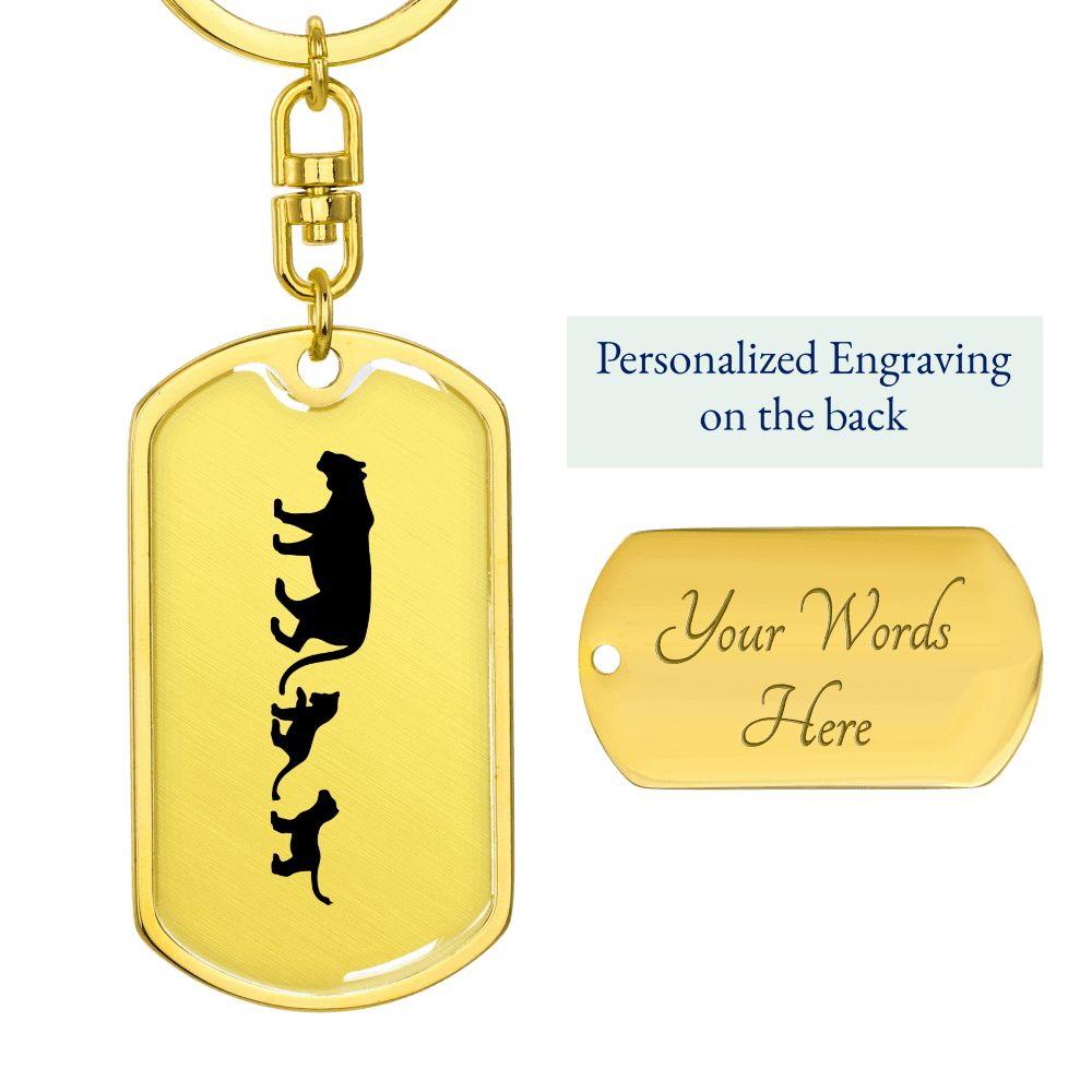 Mama Lioness With 2 Cubs - Luxury Dog Tag Keychain