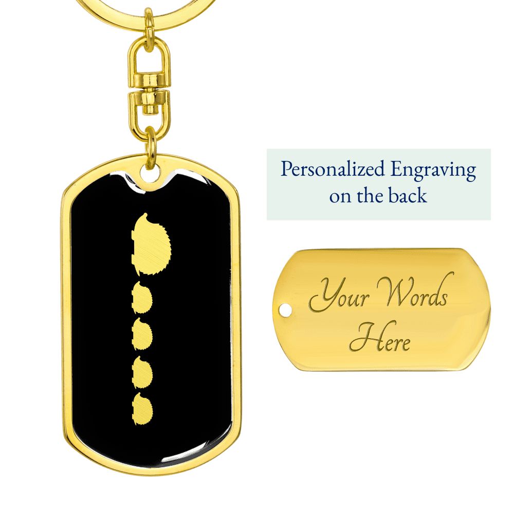Mama Hedgehog With 4 Hoglets v2 - Luxury Dog Tag Keychain