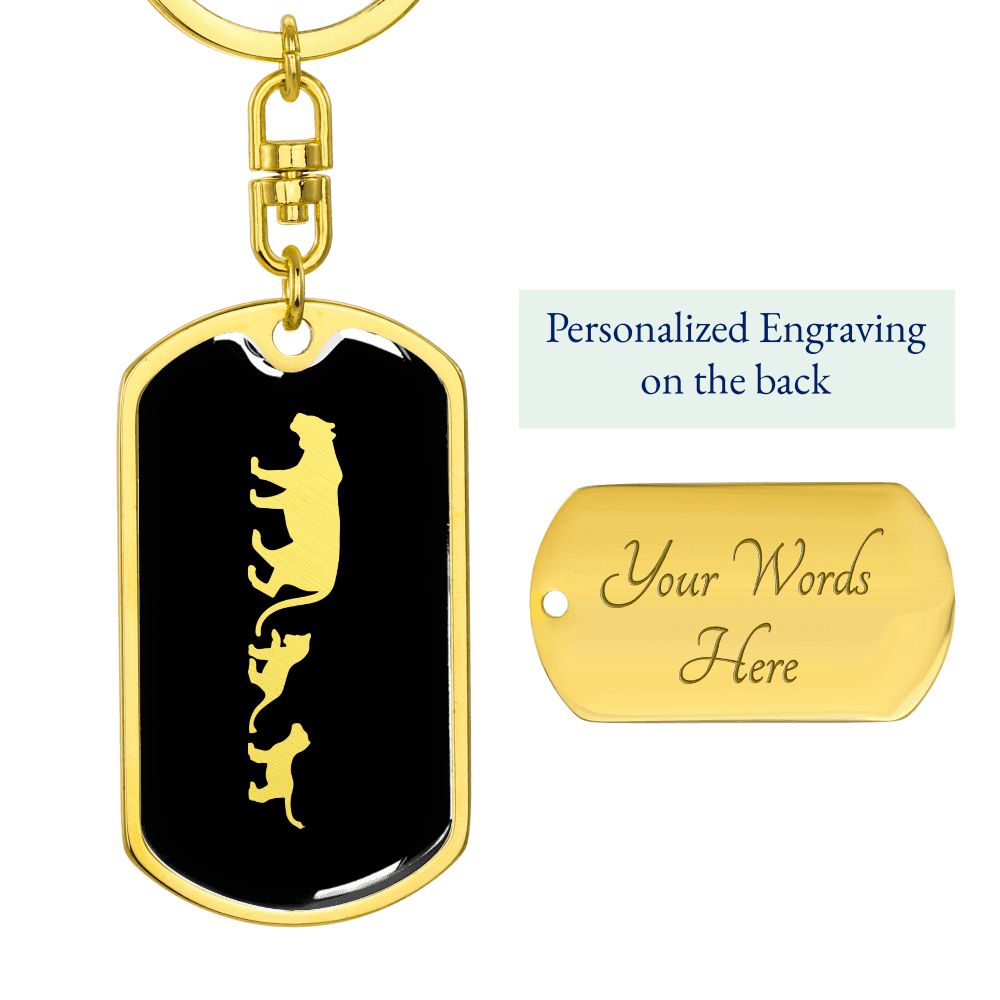 Mama Lioness With 2 Cubs v2 - Luxury Dog Tag Keychain
