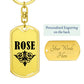 Rose v01a - Luxury Dog Tag Keychain