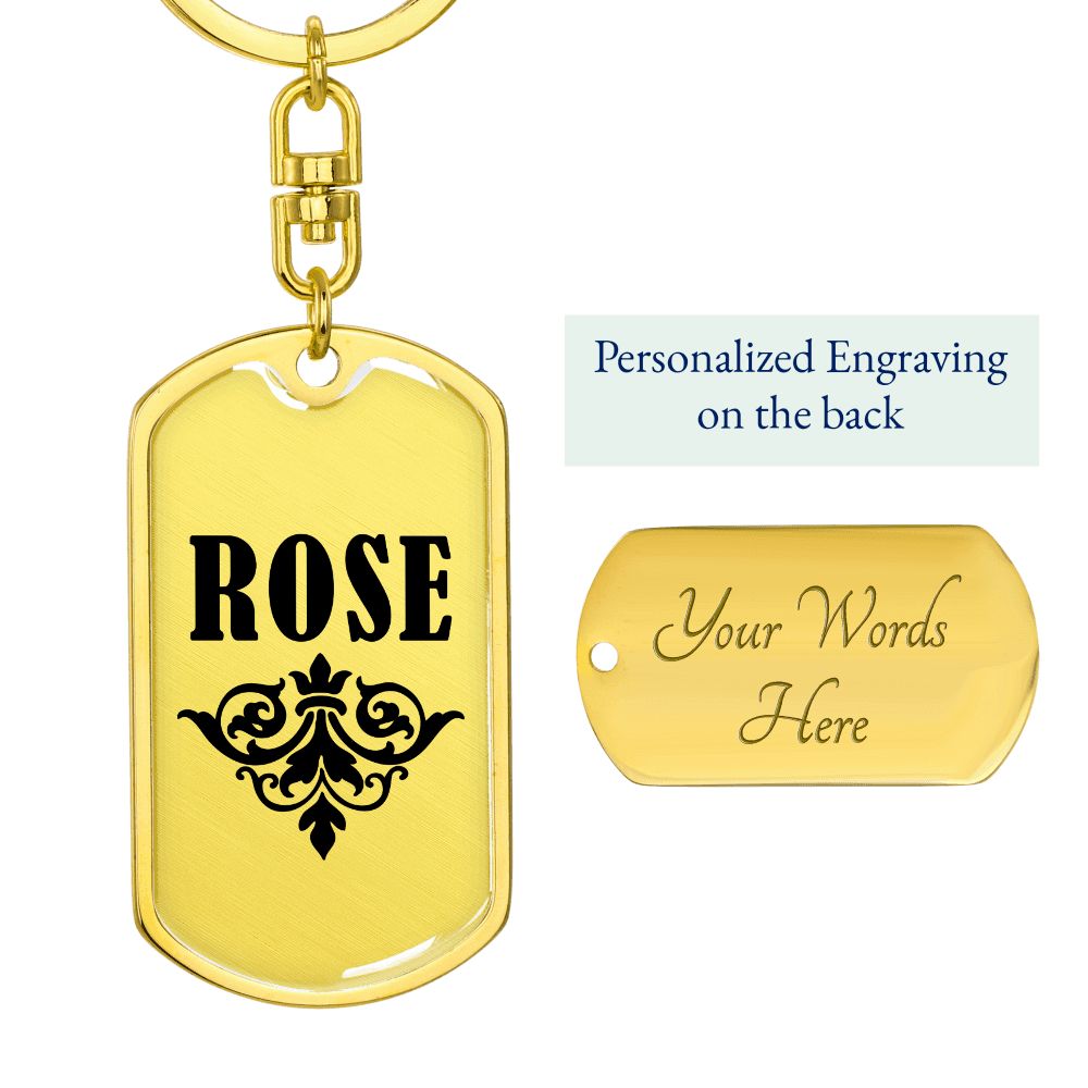 Rose v01a - Luxury Dog Tag Keychain