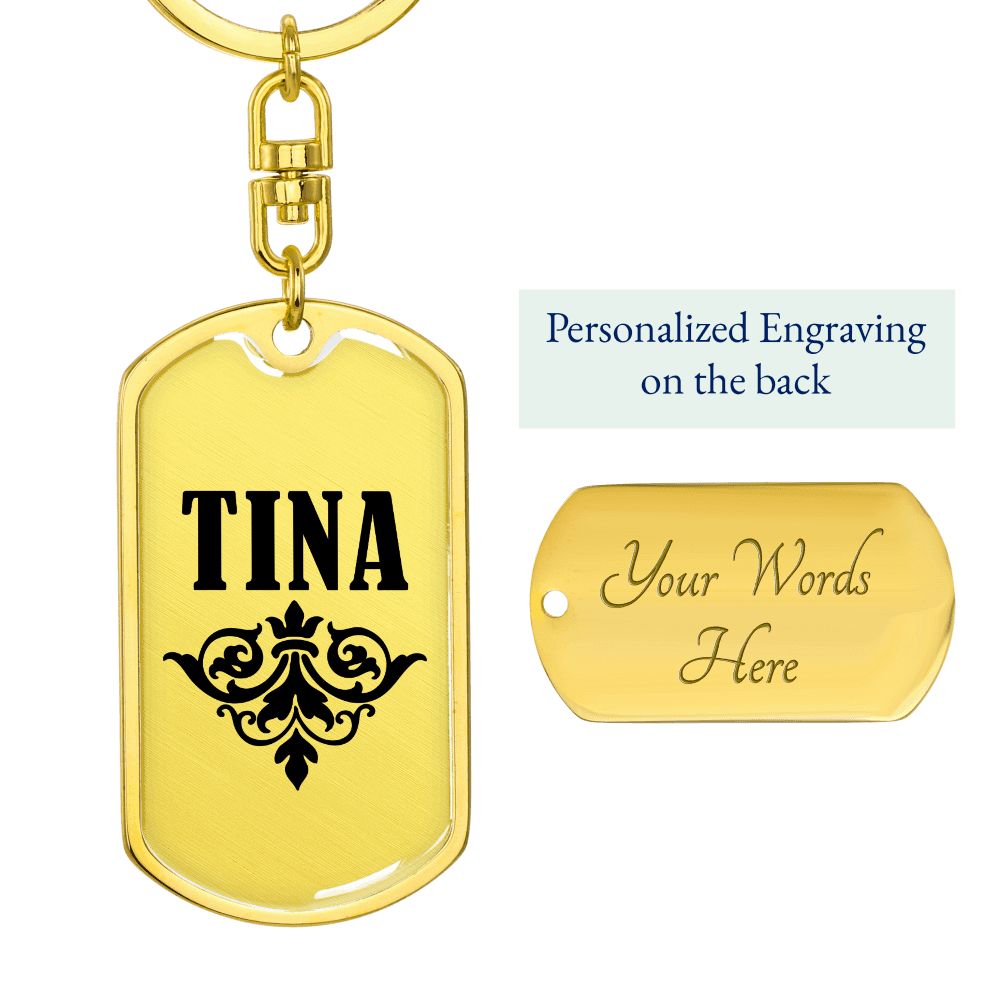 Tina v01a - Luxury Dog Tag Keychain