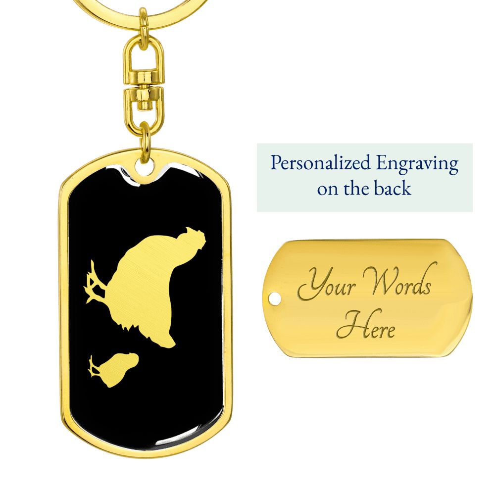 Mama Chicken With 1 Chick v2 - Luxury Dog Tag Keychain