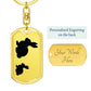 Mama Rabbit With 1 Kitten - Luxury Dog Tag Keychain