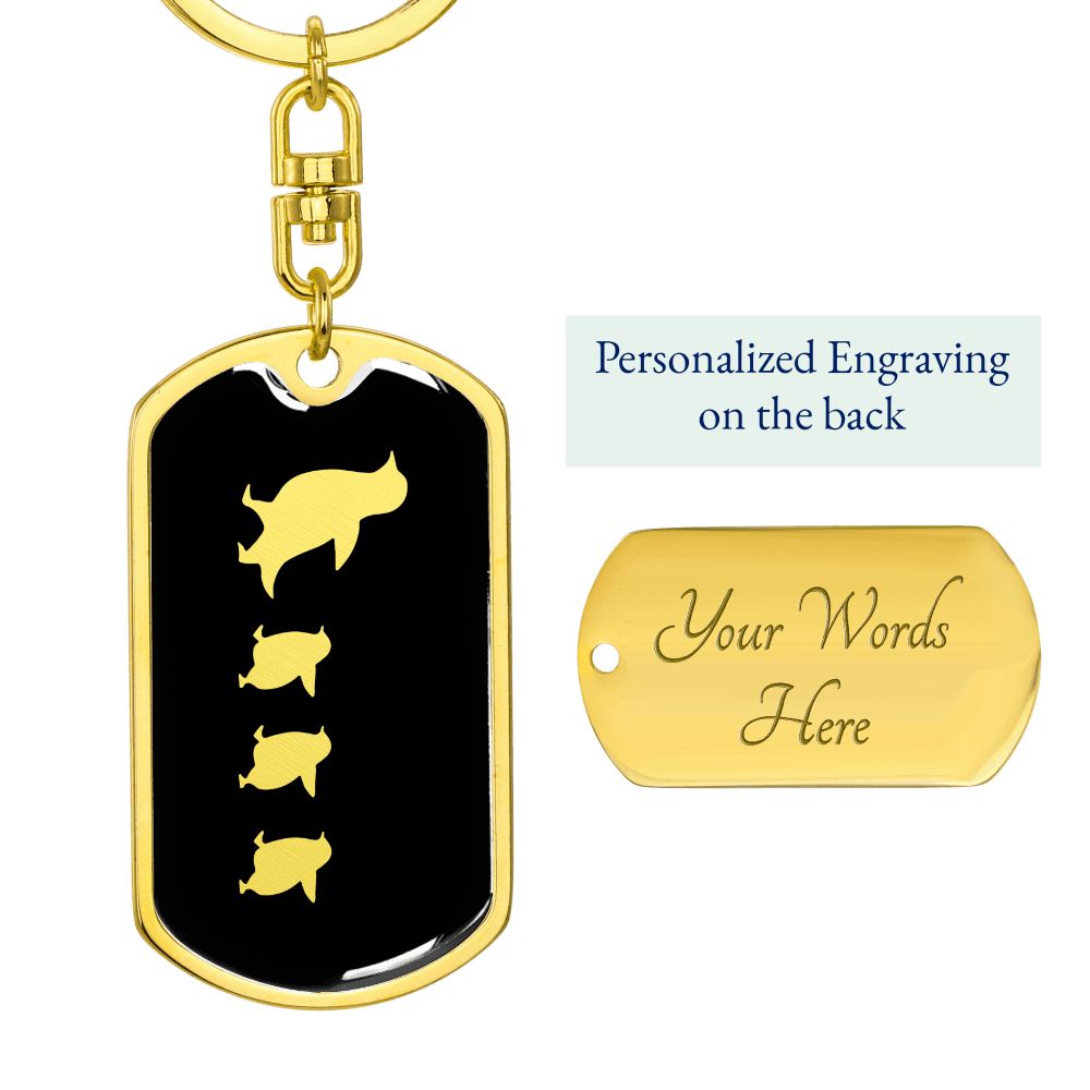 Mama Penguin With 3 Chicks v2 - Luxury Dog Tag Keychain