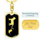 Mama Cat With 1 Kitten v2 - Luxury Dog Tag Keychain