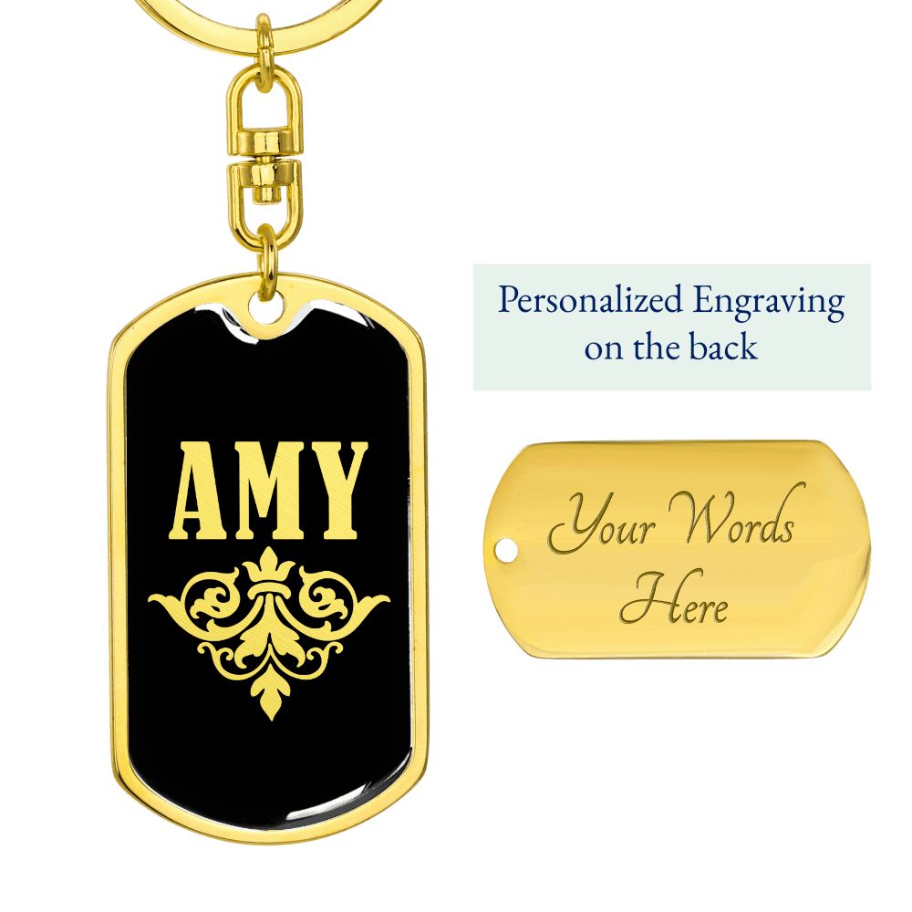 Amy v02a - Luxury Dog Tag Keychain
