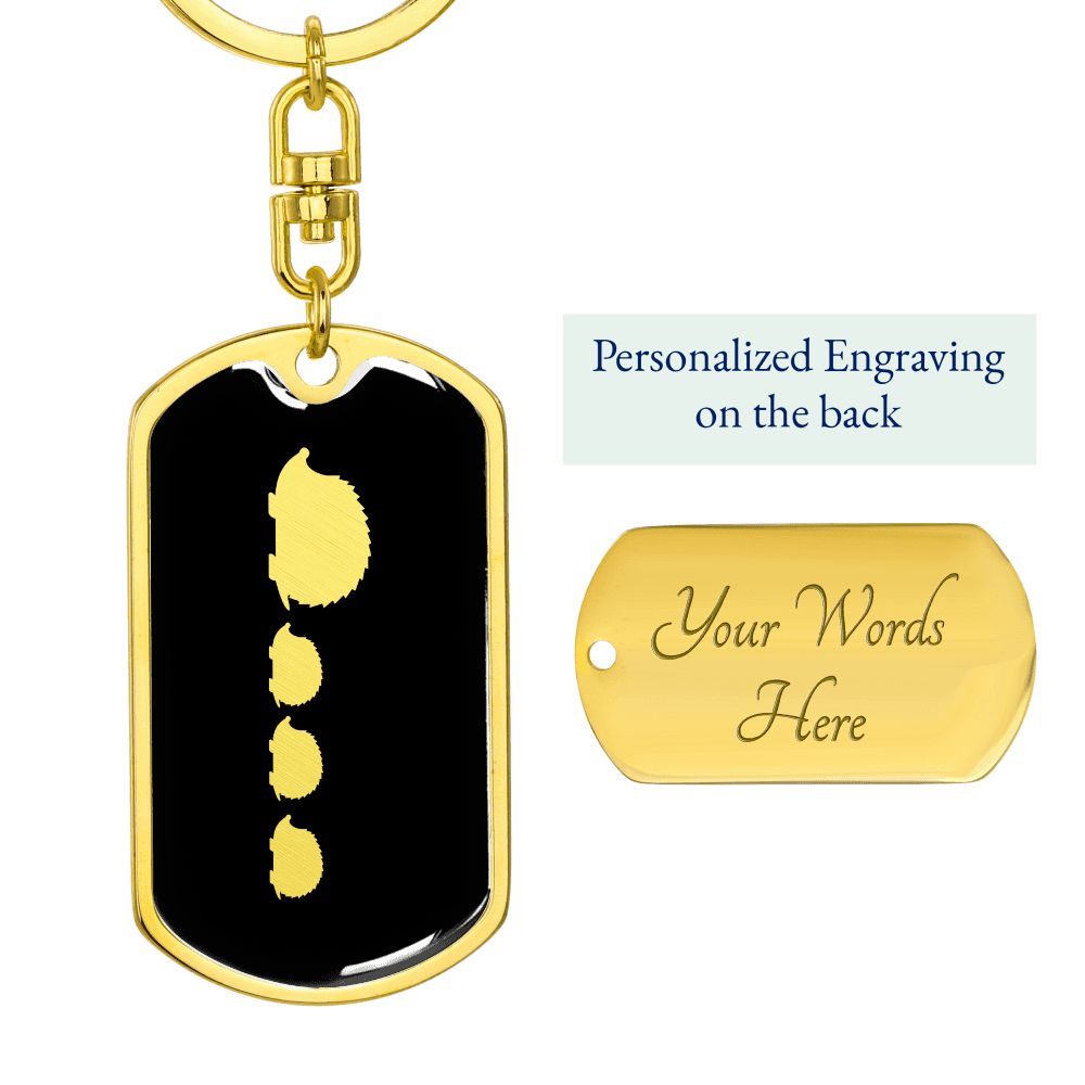 Mama Hedgehog With 3 Hoglets v2 - Luxury Dog Tag Keychain