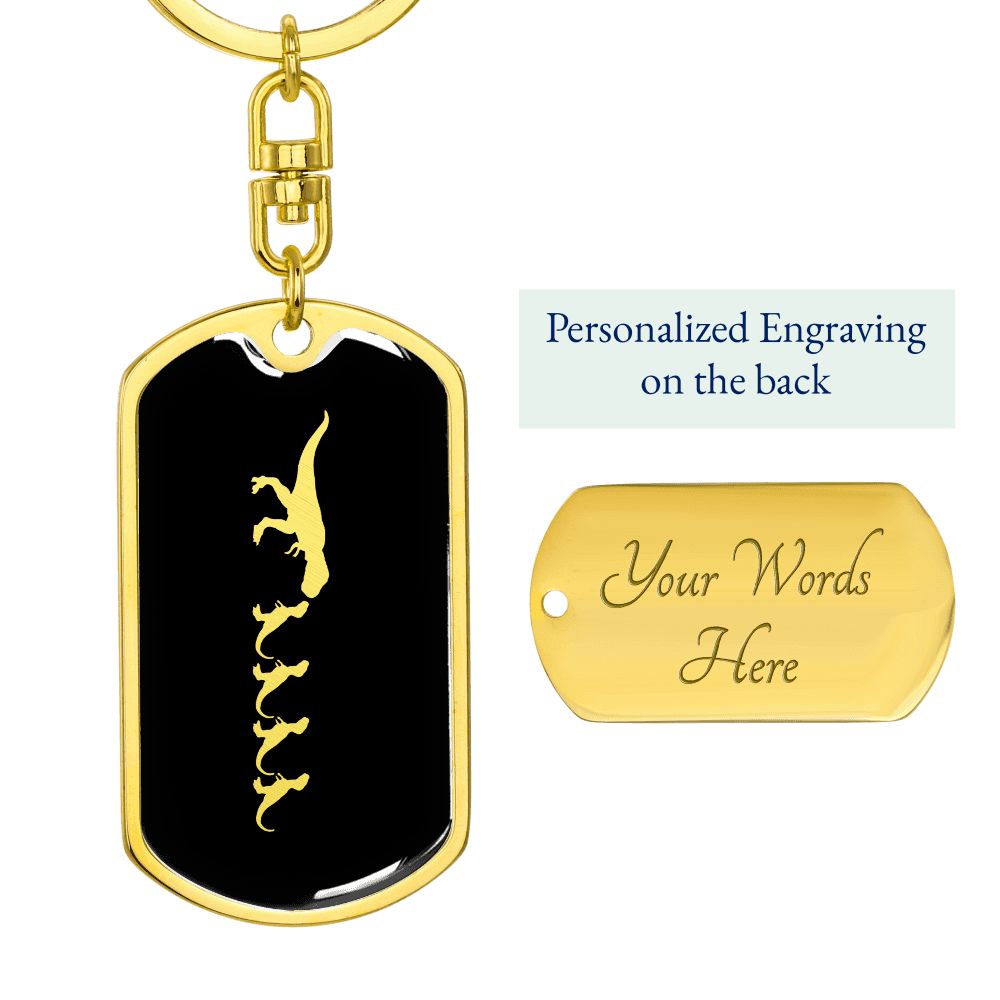 Mama Dinosaur With 4 Hatchlings v2 - Luxury Dog Tag Keychain