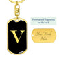 Initial V v2a - Luxury Dog Tag Keychain