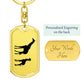 Mama Giraffe With 1 Calf - Luxury Dog Tag Keychain