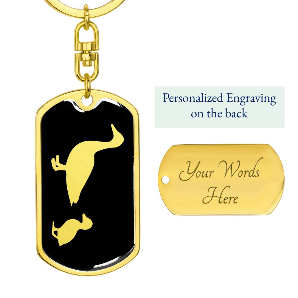 Mama Duck With 1 Duckling v2 - Luxury Dog Tag Keychain