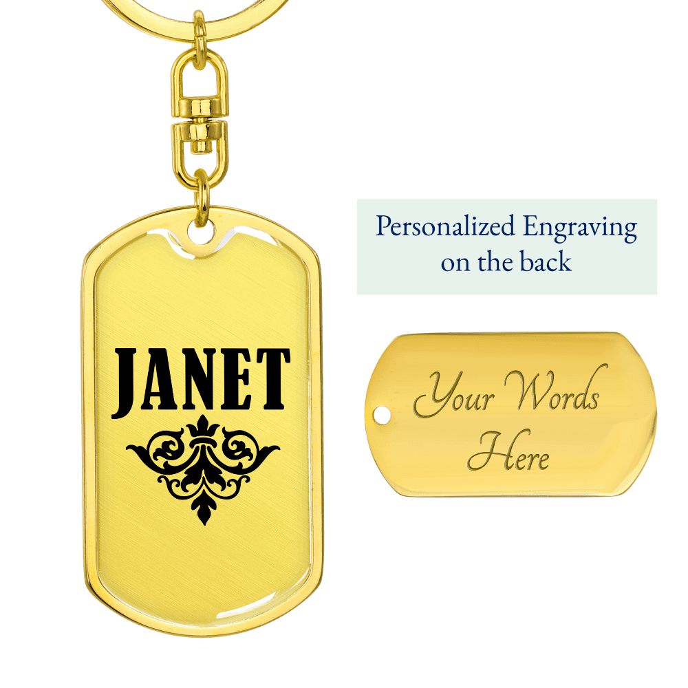 Janet v01a - Luxury Dog Tag Keychain