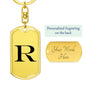 Initial R v1a - Luxury Dog Tag Keychain