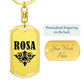 Rosa v01a - Luxury Dog Tag Keychain