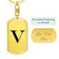 Initial V v1a - Luxury Dog Tag Keychain