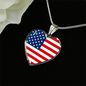 American Flag - Heart Pendant Luxury Necklace