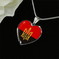 Stylized Tryzub And Red-Black Flag - Heart Pendant Luxury Necklace
