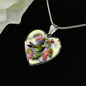 Bird And Flowers - Heart Pendant Luxury Necklace