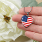 American Flag - Heart Pendant Luxury Necklace