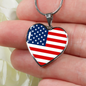 American Flag - Heart Pendant Luxury Necklace
