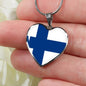 Finnish Flag - Heart Pendant Luxury Necklace